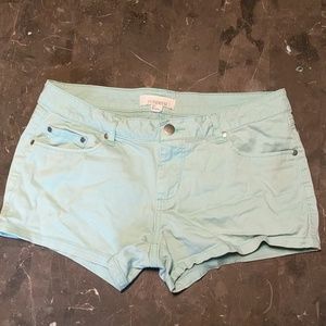 Mint green 2.1 denim shorts